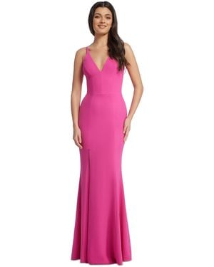 Dress the Population Iris High-slit Evening Gown - Pink