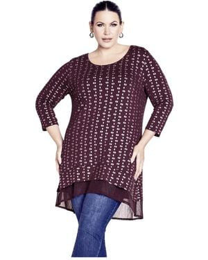 Avenue Tops & Tees Foil Print Tunic - Purple