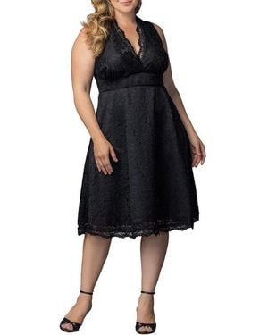 Kiyonna Plus Size Pin Up Boudoir Sleeveless Lace Cocktail Dress - Black
