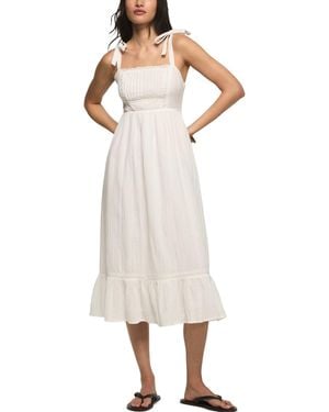 Lucky Brand Classic Lace Trim Square Neck Midi Dress - White