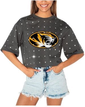 Gameday Couture Missouri Tigers Go Time Rhinestone Crop T-shirt - Blue