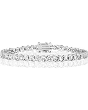 Simona Radiant Round Cz Polished Wave Design Tennis Bracelet - White