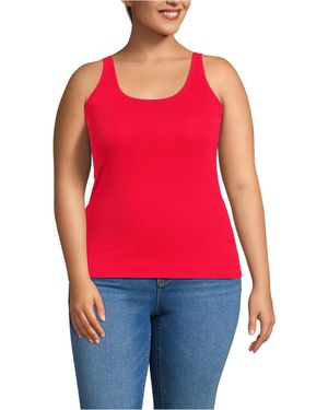 Lands' End Plus Size Micro Rib Go-to Layering Tank - Red