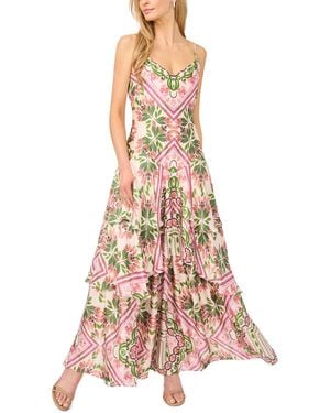 Parker Printed V-neck Tiered Maxi Dress - White