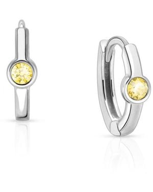 Tiny Blessings Girl's Sterling Silver 9mm Birthstone huggie Hoops Earrings - White