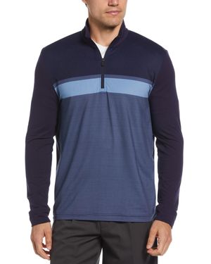 PGA TOUR Chest Stripe Ombre Long Sleeve Quarter-zip Sweater - Blue