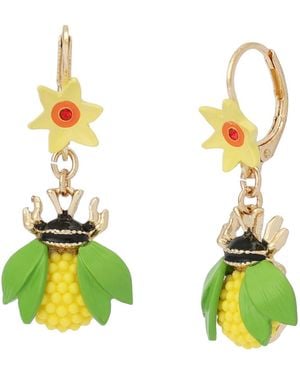 Betsey Johnson Faux Stone Hothouse Bloom Bee Drop Earrings - Yellow