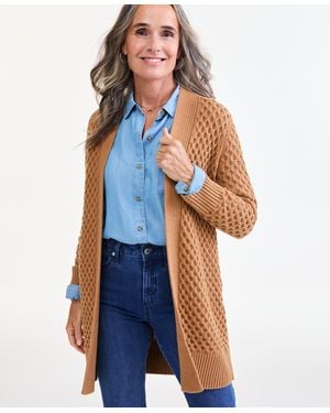 Style & Co. Open Front Stitch Cardigan Sweater - Blue
