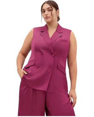 City Chic Plus Size Rylie Satin Double-breasted Tailored-fit Vest - Purple