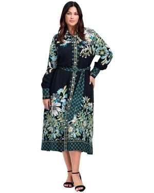 Avenue Plus Size La Luna Shirtdress - Blue