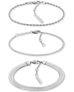 Calvin Klein Stainless Steel 3-pc. Set Mixed Chain Link Bracelets - White