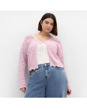 City Chic Plus Size Crochet Love Top - Pink