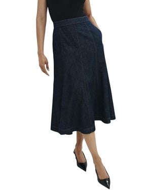 Finery London Dana Denim Midi A-line Skirt - Blue
