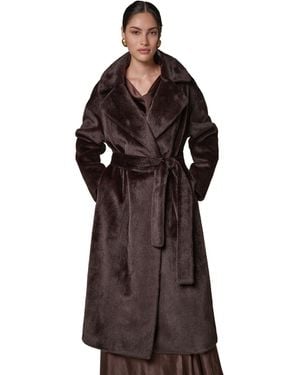 Donna Karan Faux Fur Belted Coat - Brown