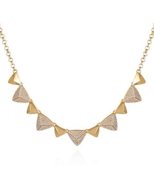 Tahari Tone Pave Glass Stone Statement Necklace - Metallic