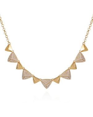 Tahari Tone Pave Glass Stone Statement Necklace - Metallic