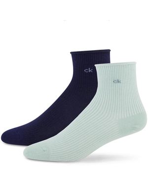 Calvin Klein Ribbed Roll-top Anklet Socks - Blue