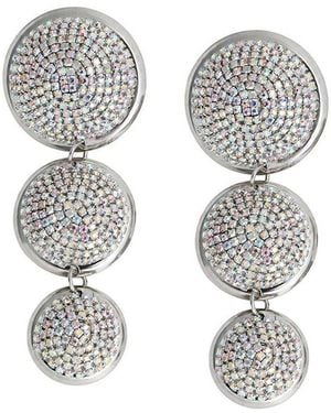 SOH Crystal Silver-tone Triple Graduated Disc Drop Earrings - Metallic