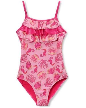 Lands' End Girls Child Chlorine Resistant X-back Ruffle One Piece Swimsuit - Pink