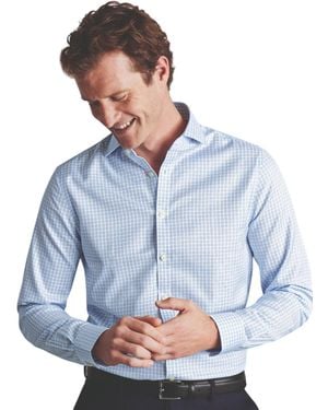 Charles Tyrwhitt Slim-fit Non-iron Check Twill Dress Shirt - Blue