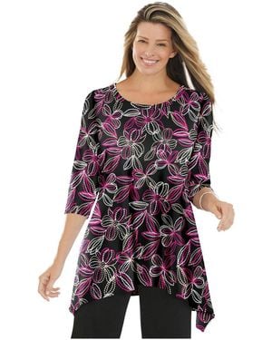 Woman Within Plus Size Swing Hem Tunic - Purple