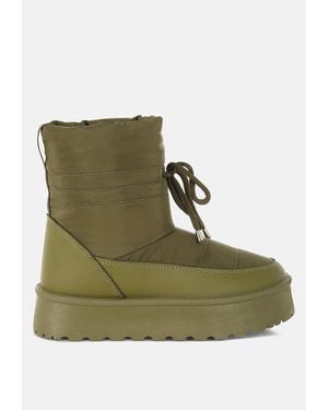 LONDON RAG Pacos High Ankle Chunky Snow Boots - Green