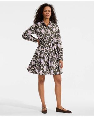 Lands' End Poplin Button Front Dress - White