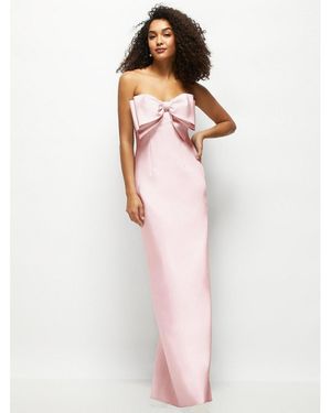 Alfred Sung Strapless Satin Column Maxi Dress - White