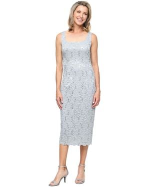 Sl Fashions Petite 2-pc. Lace Jacket & Midi Dress Set - Blue