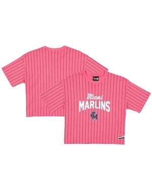 KTZ Miami Marlins 2025 City Connect Pinstripe T-shirt - Pink