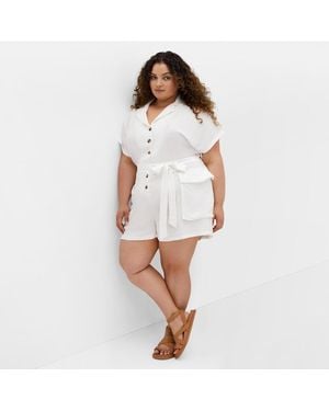 City Chic Jade Playsuit - White