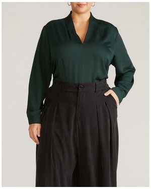UNIVERSAL STANDARD Plus Size Georgette Satin Cambria Blouse - Black