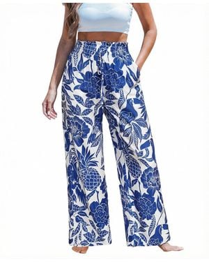 CUPSHE Overcast Floral Pants - Blue