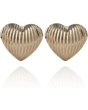 BCBGeneration Bcbg Generation Ribbed Heart Button Earrings - Metallic