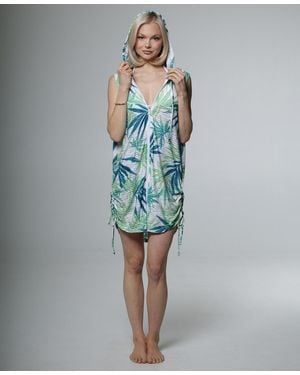 J Valdi Sleeveless Zip Hoodie With Side Tie - Blue