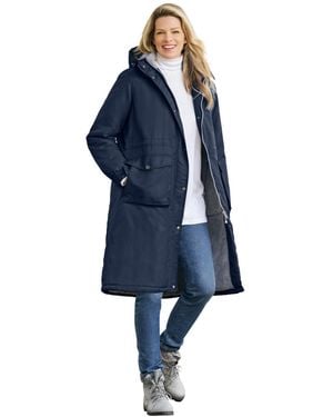 Woman Within Within Mid-length Microfiber Parka - Blue