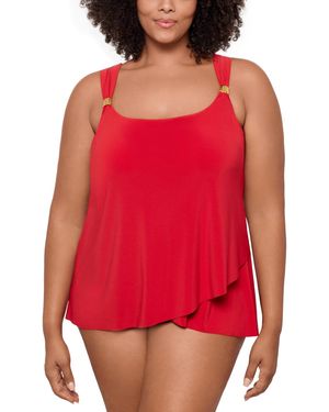 Miraclesuit Plus Size Razzle Dazzle Asymmetrical-drape Tankini Top - Red