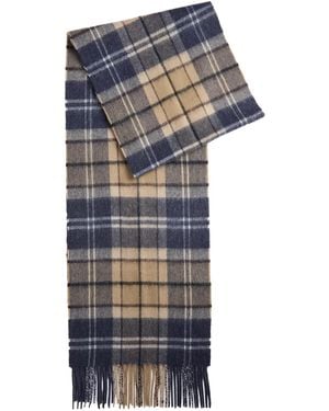 Barbour Tartan Tasseled Wool-cashmere Blend Wrap Scarf - Gray