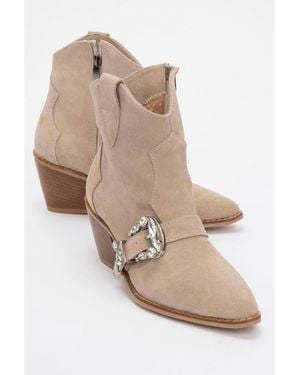 Forever & Always Shoes Any Leather Buckle Boot () - Natural