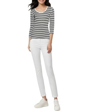 Three Dots V-neck 3/4-sleeve T-shirt - White