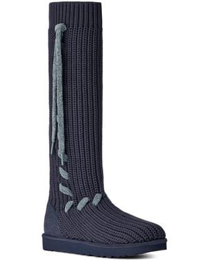 UGG Classic Tall Whipstitch Knit Slouch Knee High Boots - Blue