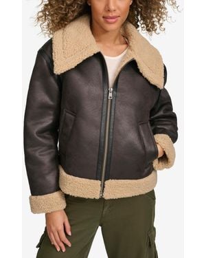 Levi's Faux Shearling Aviator Jacket - Gray