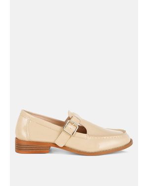 Rag & Co Swenson Patent Pleather Mary Jane Loafers - Natural
