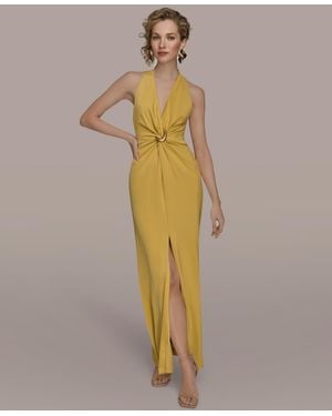 Donna Karan V-neck Sleeveless Dress - Metallic
