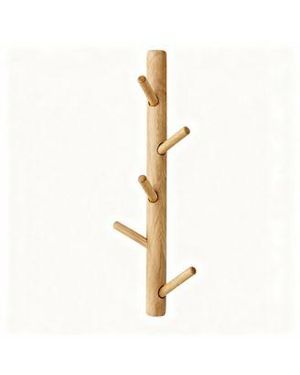 Yigii Oak Wood Wall Mounted Coat Rack For Coats Hats Towels Purse - White