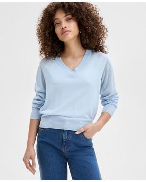 INC International Concepts Petite V-neck Sweater - Blue