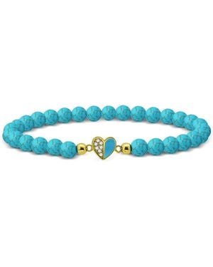 Giani Bernini Howlite Chryscolla Bead & Cubic Zirconia Heart Stretch Bracelet - Blue