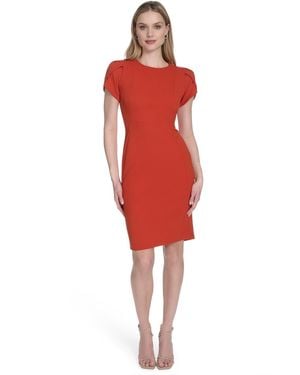 Calvin Klein Tulip-sleeve Sheath Dress - Red