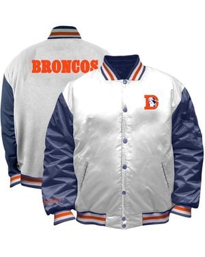 Mitchell & Ness Denver Broncos Throwback Plus Size Full-snap Satin Jacket - Blue