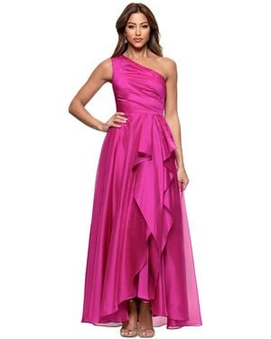 Xscape Metallic Draped One-shoulder Gown - Pink